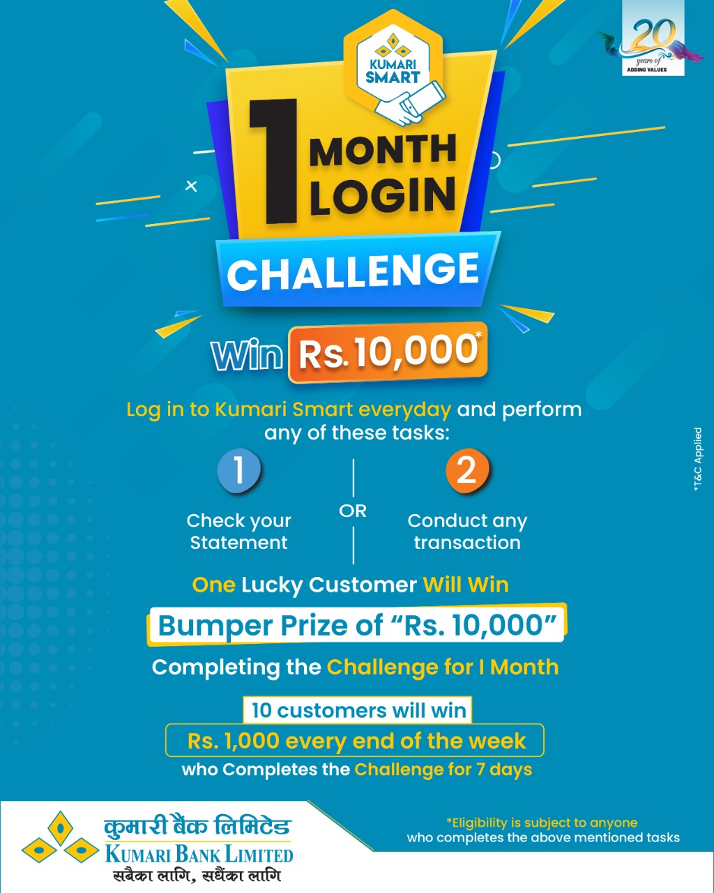 १० हजार नगदसहित कुमारी स्मार्ट लग इन च्यालेन्ज