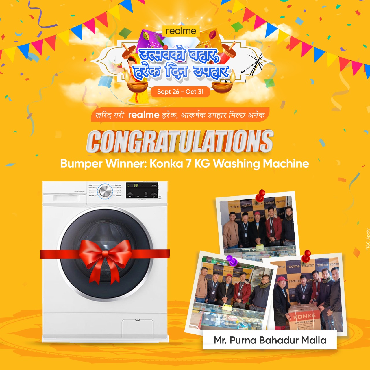 रियलमीको उत्सवको बहार हरेक दिन उपहार क्याम्पेनको विजेता घोषणा