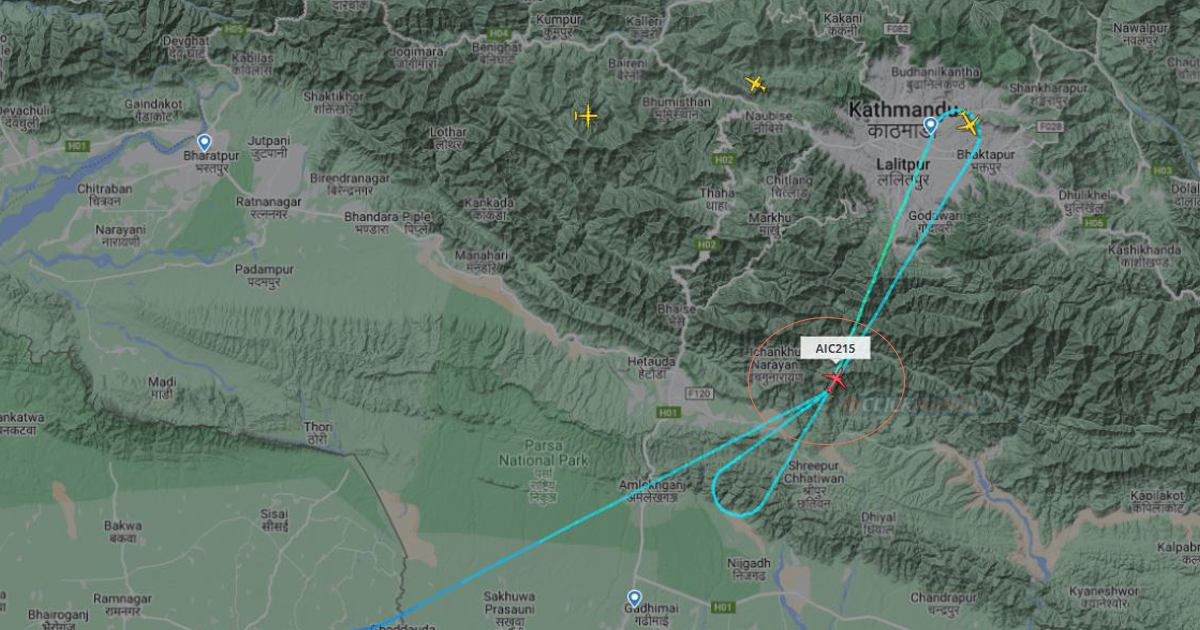एयर इन्डियाको विमानमा प्राविधिक समस्या, काठमाडौंमा अवतरण हुन नसकेपछि धार्केको आकाशमा होल्ड