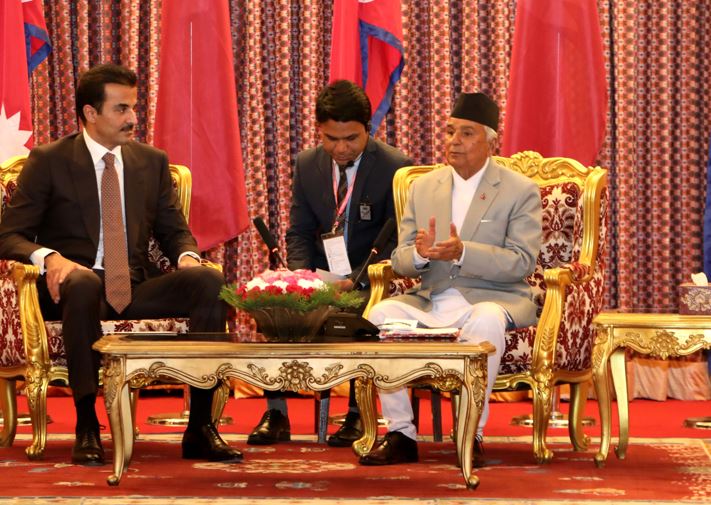 कतारका अमिर शीतल निवासमा, राष्ट्रपति पौडेलसँग भेटवार्ता सुरु