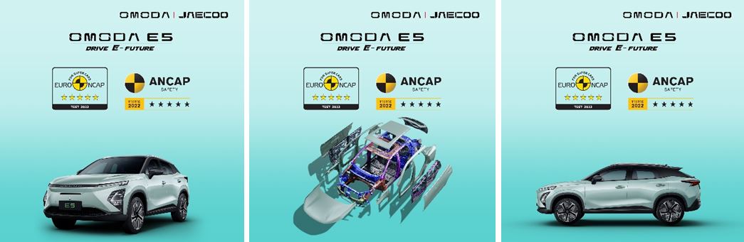 ओमोडा ई-फाइभलाई युरो एनक्याप र एनक्यापमा डबल फाइभ-स्टार सेफ्टी रेटिङ