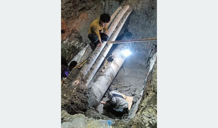 थापाथलीमा फुटेको खानेपानीको पाइप मर्मत सकियो