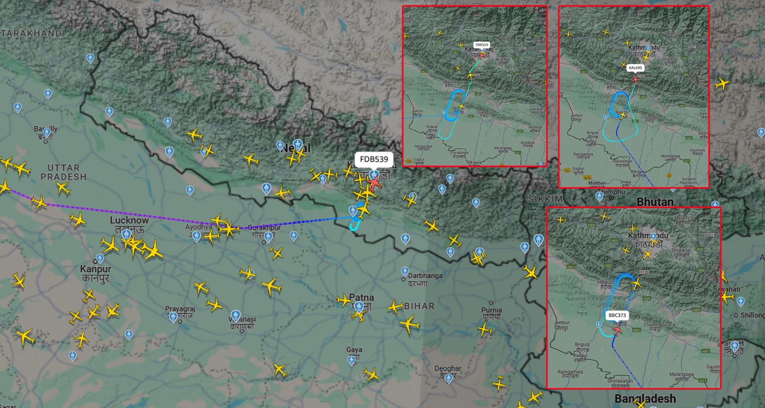 विमानस्थल परिसरमा आगजनीपछि उडान-अवतरण बन्द, आकाशमै फन्को मार्दै जहाजहरू