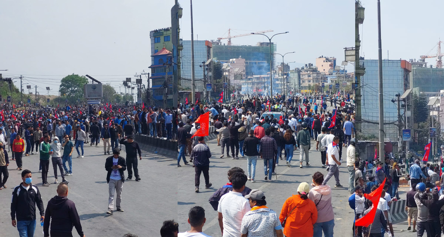 अश्रुग्यास प्रहारपछि यस्तो देखियो राजावादीहरूको प्रदर्शन (तस्बिरहरू)