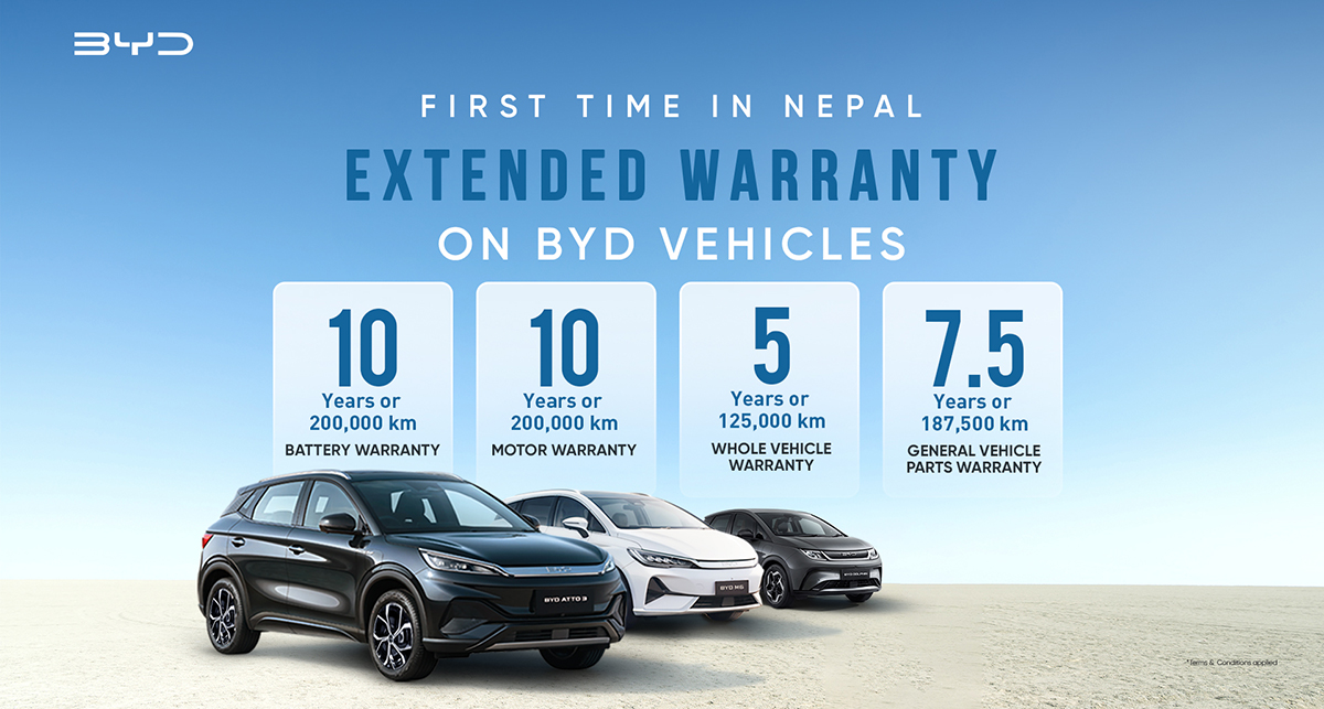 बीवाईडी ईभीमा साइमेक्सले ल्यायो अटोमोबाइल उद्योगकै अग्रणी एक्सटेन्डेड वारेन्टी
