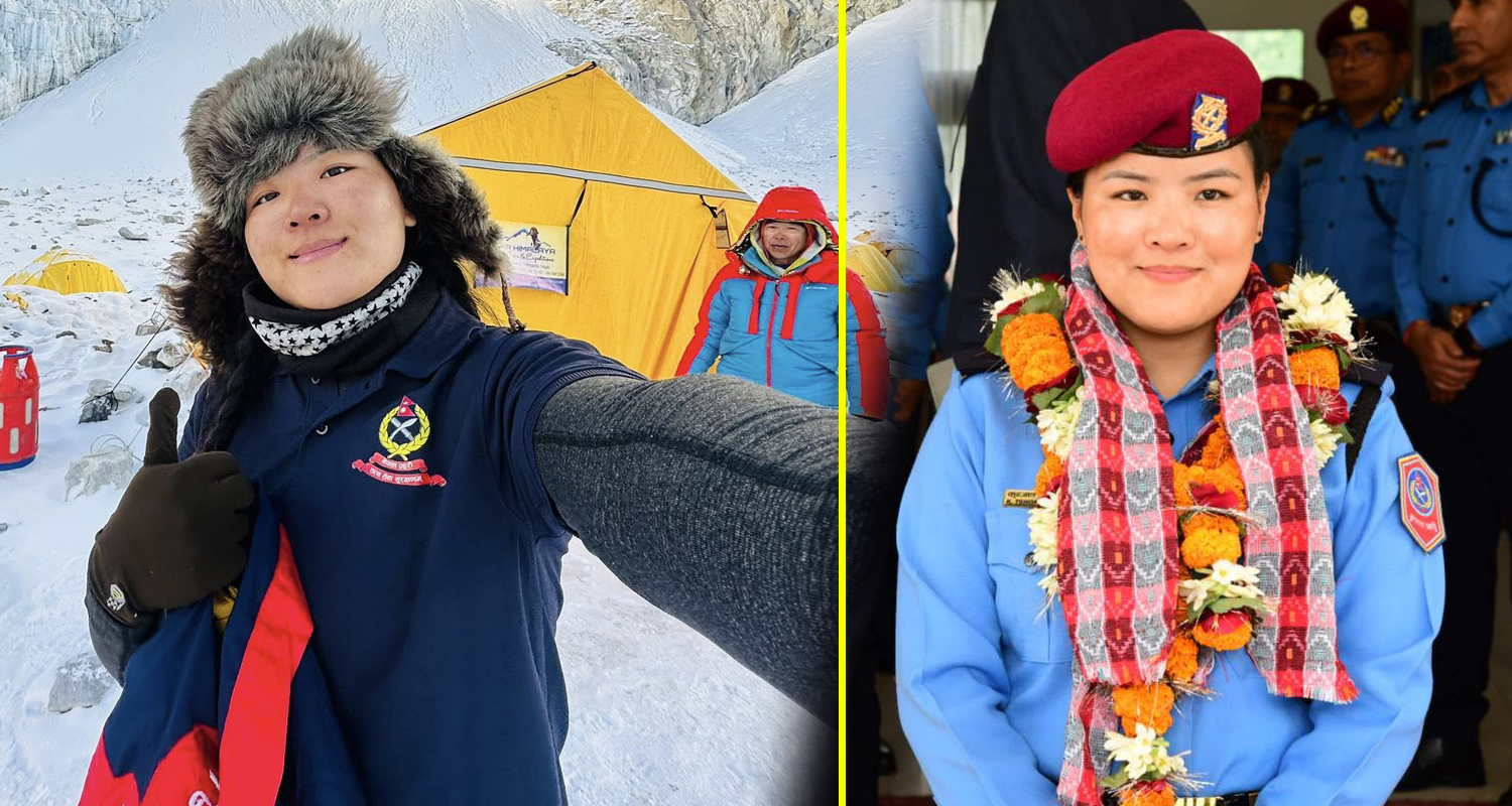 नेपाल प्रहरीकी असई कुञ्जाङ सगरमाथा चुचुरोमा