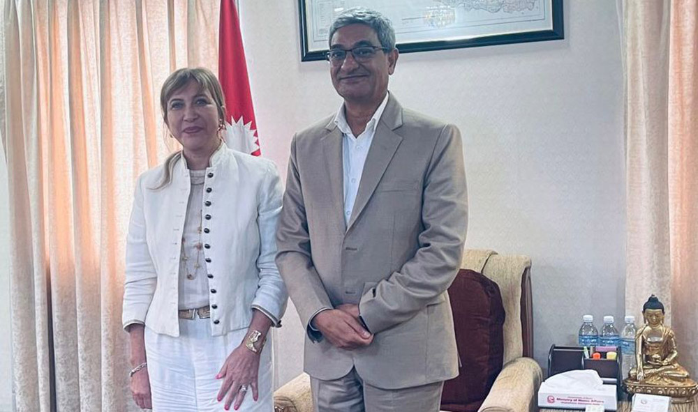 मन्त्री लेखक र संयुक्त राष्ट्रसंघकी आवासीय संयोजक हाम्डीबीच भेटवार्ता