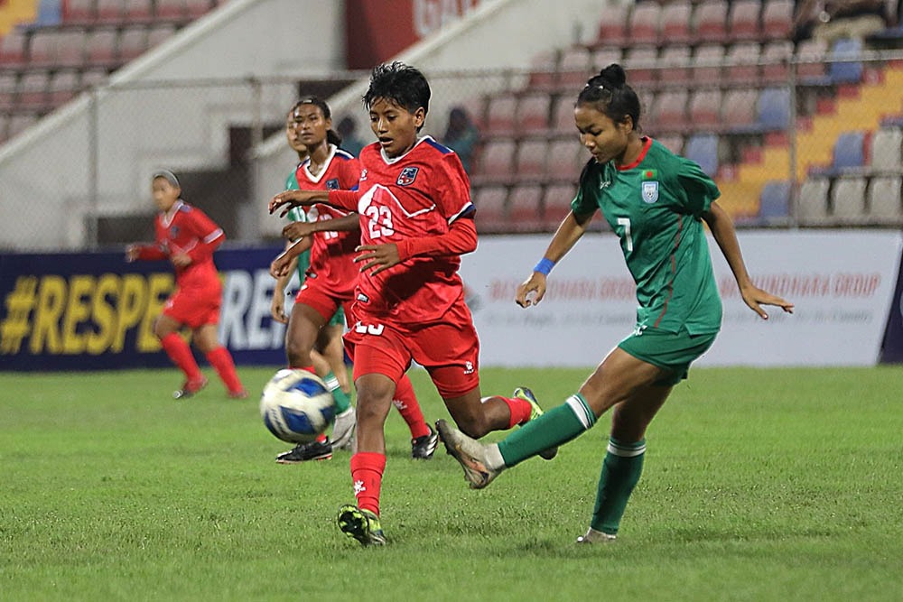 साफ यू-२० महिला : अन्तिम समयमा गोल गर्दै नेपालमाथि बंगलादेशको जित