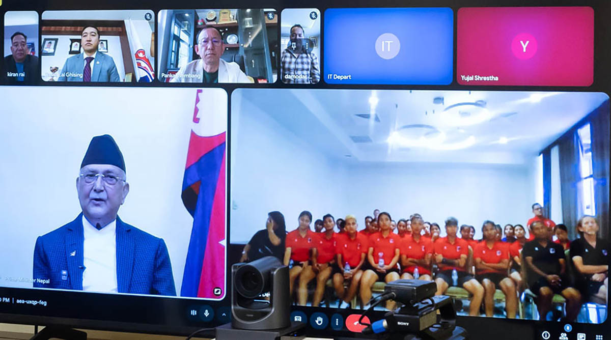 नेपाली महिला फुटबल टिमलाई प्रधानमन्त्रीको शुभकामना