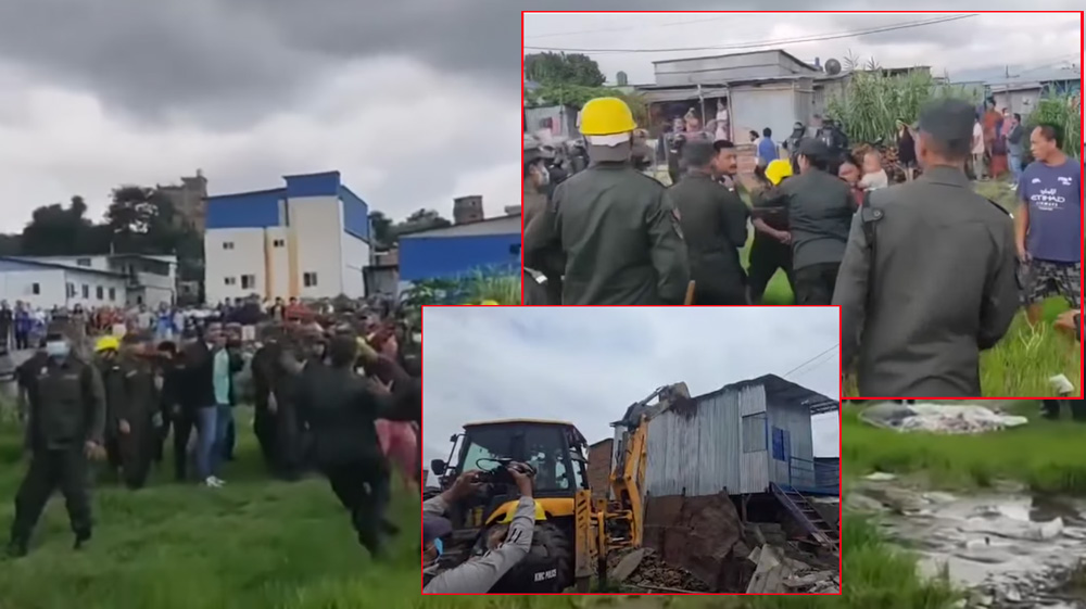 मनोहराको सुकुम्बासी बस्तीमा महानगरको डोजर, स्थानीयसँग झडप