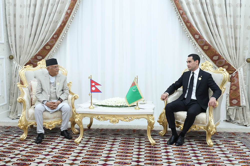 प्रधानमन्त्री र तुर्कमेनिस्तानका राष्ट्रपतिबीच भेटवार्ता