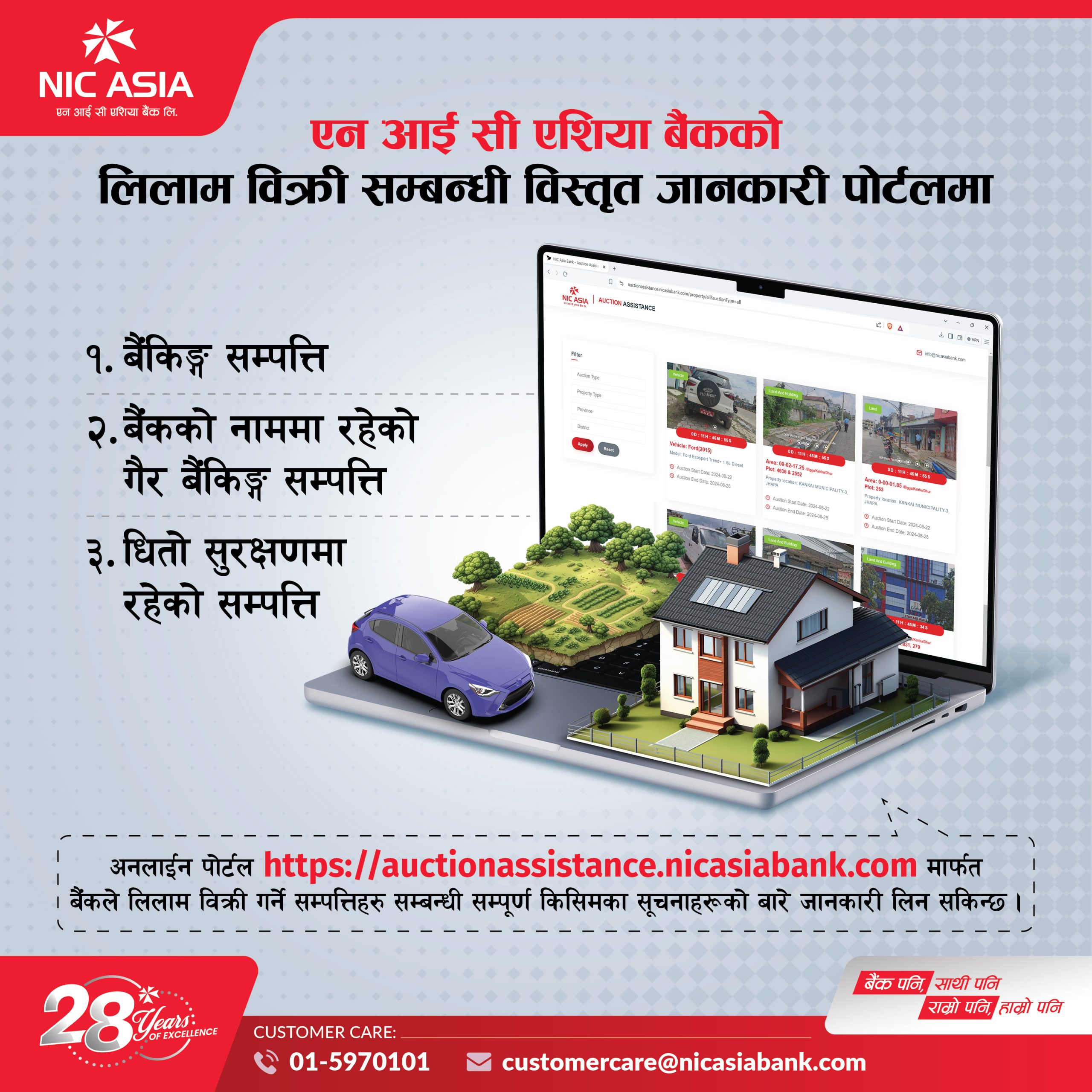 एन आई सी एशिया बैंकको लिलाम बिक्री पोर्टल सार्वजनिक