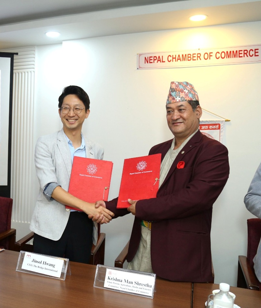 चेम्बर र कोरियाको ब्रिज इन्टरनेशनलबीच कृषि तथा साना–मझौला उद्यम विकासमा सहकार्यको सम्झौता