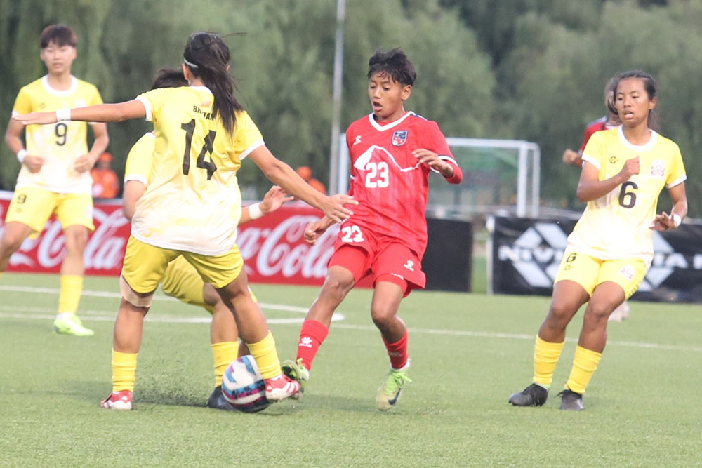 यू-२० महिला एसियन कप छनौटमा नेपाल भुटानसँग बराबरीमा रोकियो