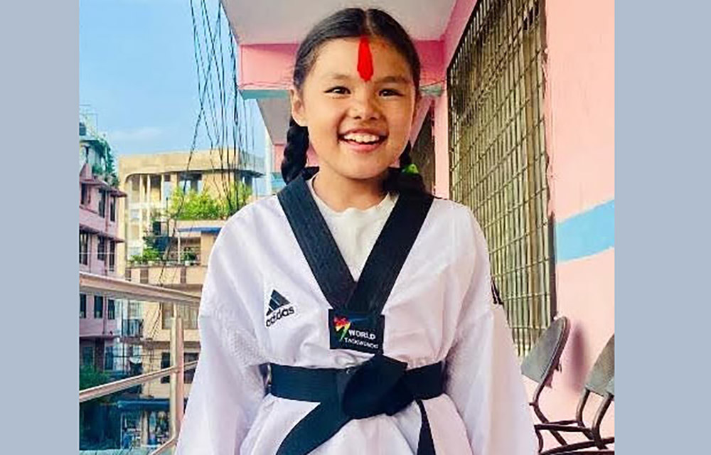 १० बर्षिय वैभवीले थाइल्यान्डमा तेक्वान्दो प्रतियोगितामा प्रतिष्पर्धा गर्ने