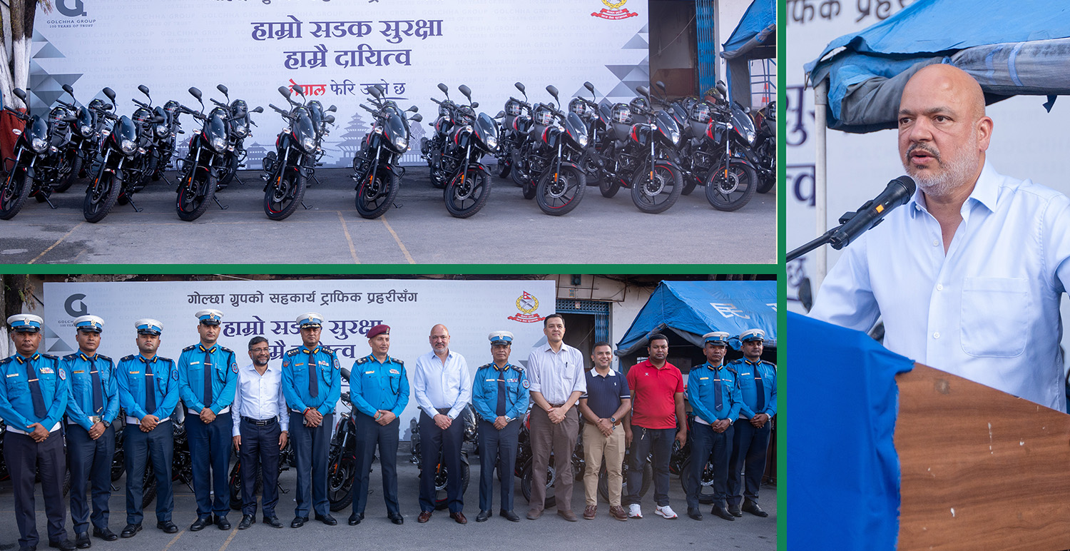 गोल्छा ग्रुपद्वारा ट्राफिक प्रहरी कार्यालय बग्गीखानालाई २० थान मोटरसाइकल हस्तान्तरण