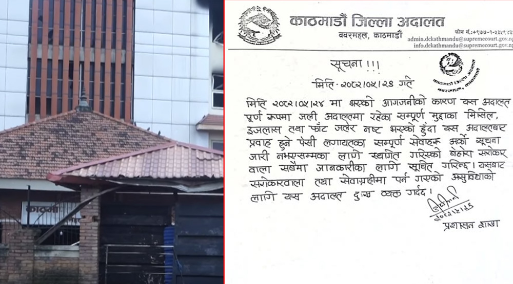 जिल्ला अदालत काठमाडौँका सम्पूर्ण सेवा स्थगित