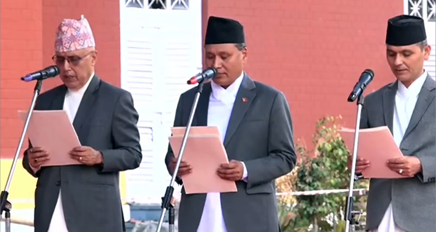 अन्तरिम सरकारको अर्थमा खनाल, ऊर्जामा घिसिङ र गृहमा अर्यालले लिए सपथ, अरु कुन मन्त्रालय कसको जिम्मामा ?