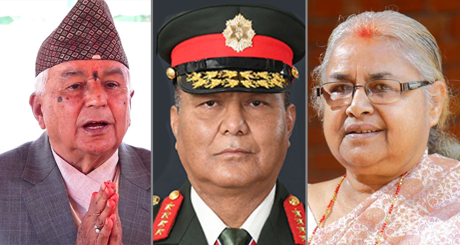 राष्ट्रपति, प्रधानसेनापति र पूर्वप्रधानन्यायाधीश सुशीला कार्कीबीच सैनिक मुख्यालयमा छलफल सुरू