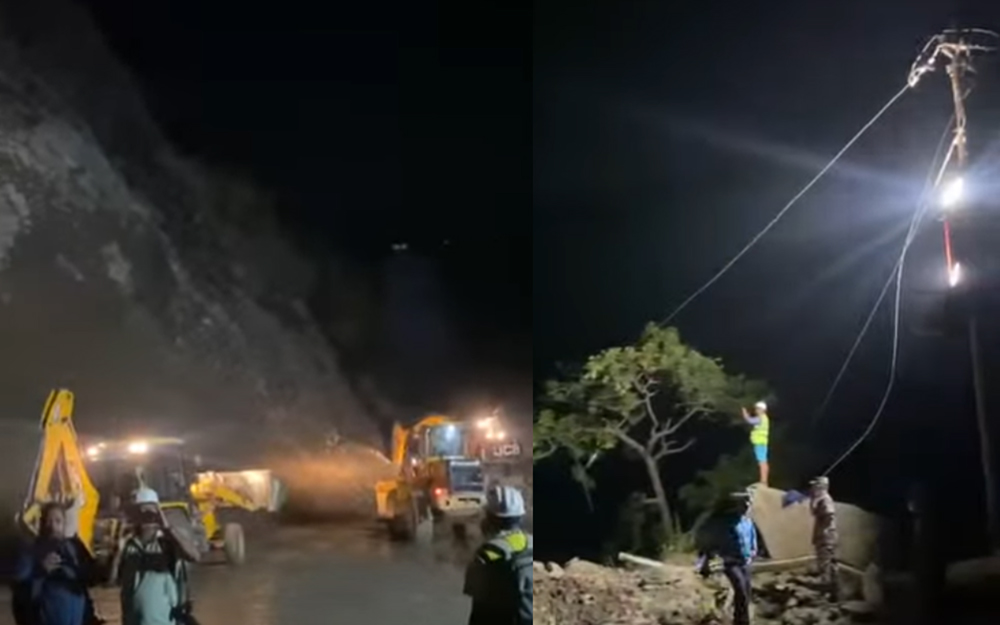 फ्लड लाइट जडान गरेर तुईन खोलाको पहिरो राति पनि हटाइंदै