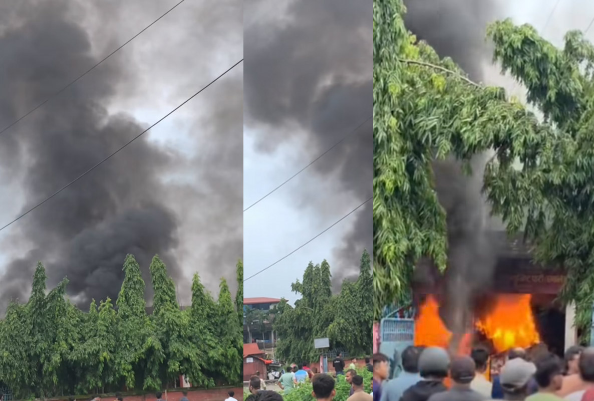 एमालेको झापा पार्टी कार्यालयमा आगजनी