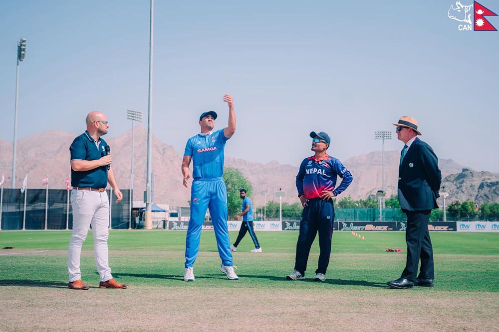 सामाओले टस जित्यो, नेपालले पहिला ब्याटिंग गर्दै