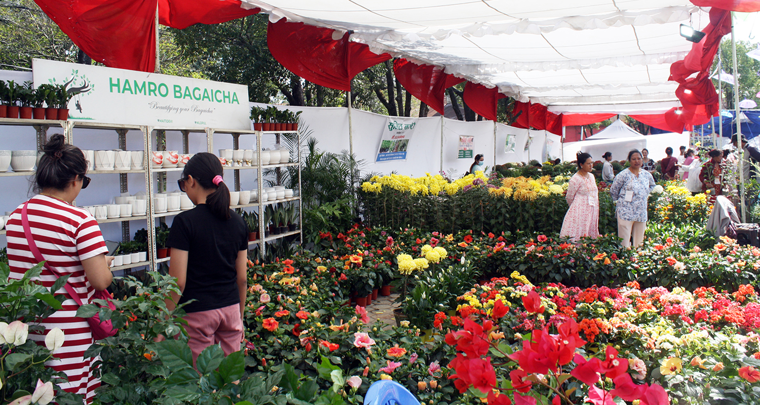 तिहार फ्लोरा एक्स्पो : फूलले भरिभराउ भृकुटी मण्डप, ५० लाख भन्दा बढीको करोबार लक्ष्य