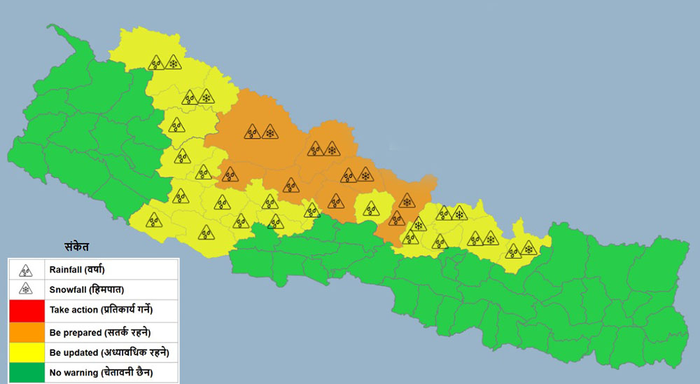 यस्तो छ २४ घण्टाको मौसम पूर्वानुमान