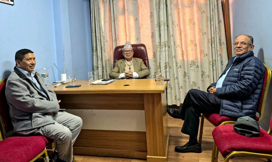 माधव भेट्न आलोकनगर पुगे प्रचण्ड र नारायणकाजी