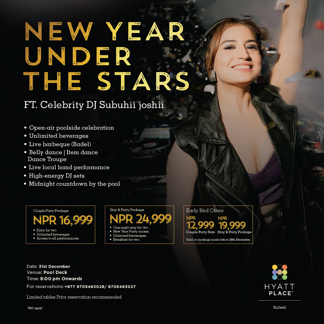 हयात प्लेस बुटवलले सन् २०२६ को भव्य रुपमा स्वागत गर्ने