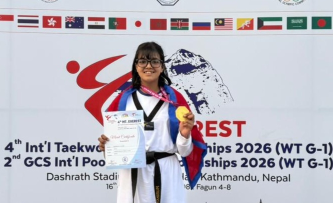 जैशिदेवल तेक्वान्दो डोजाङ्गलाई तीन  अन्तर्राष्ट्रिय पदक