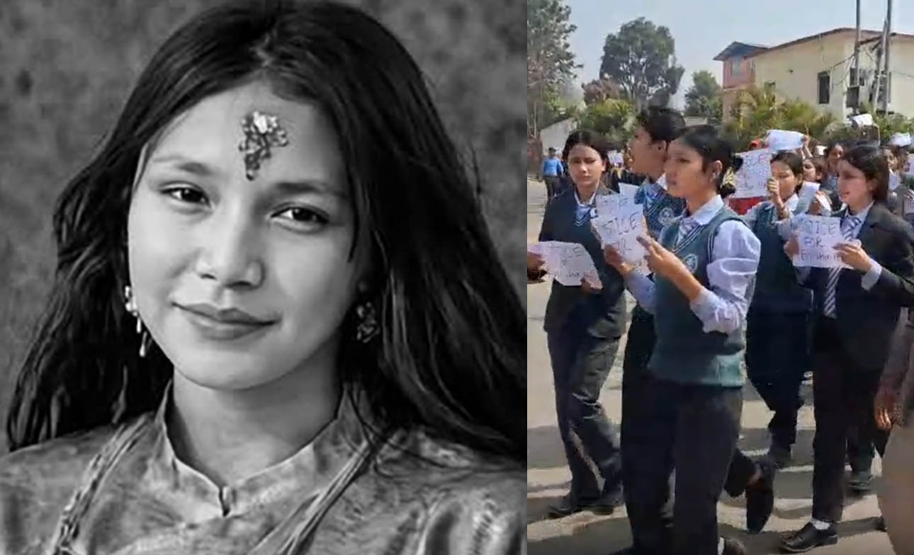 इनिशालाई न्यायको माग गर्दै सुर्खेतमा विद्यार्थीहरुको प्रदर्शन