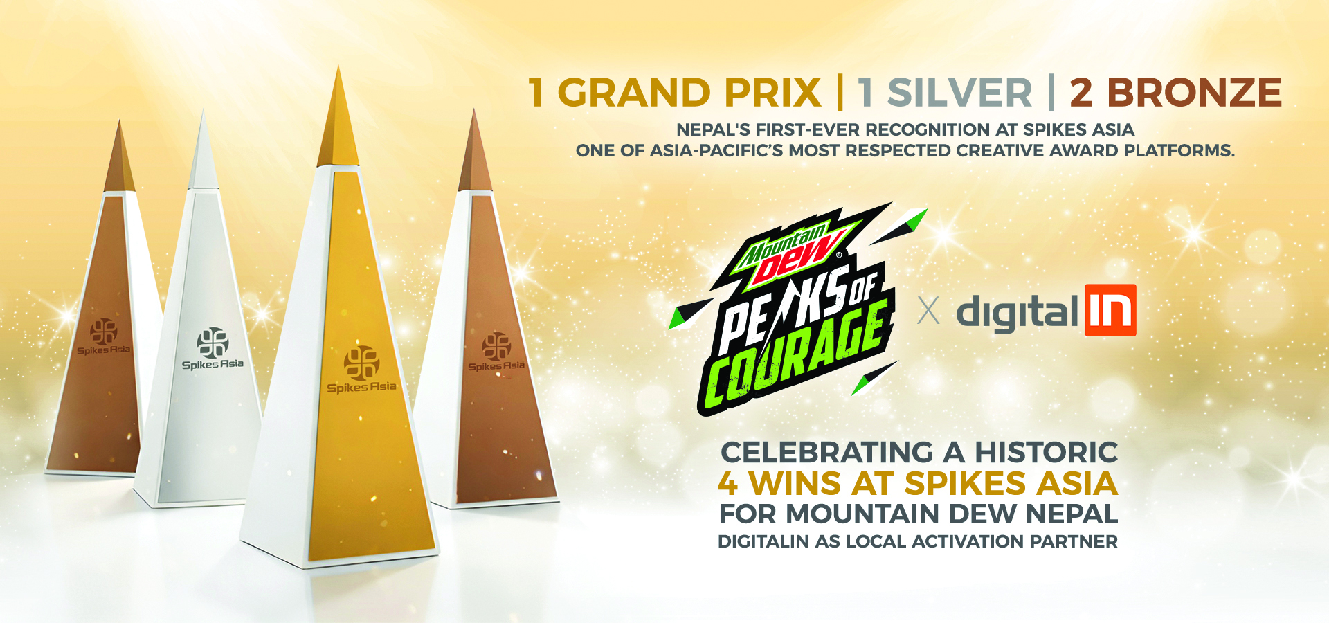 माउन्टेन ड्युको स्पाइक्स एसियामा ४ अवार्ड -नेपालका लागि ऐतिहासिक पहिलो सफलता