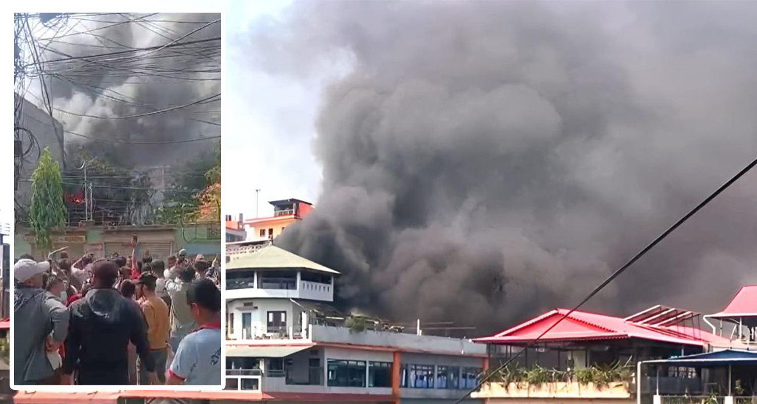 पूर्वाञ्चल क्याफेमा आगलागी, टाँसिएका घरहरू पनि जोखिममा