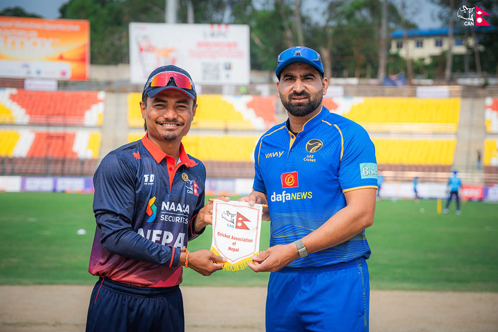 युएईविरुद्ध टस जितेर पहिला ब्याटिंग गर्दै नेपाल