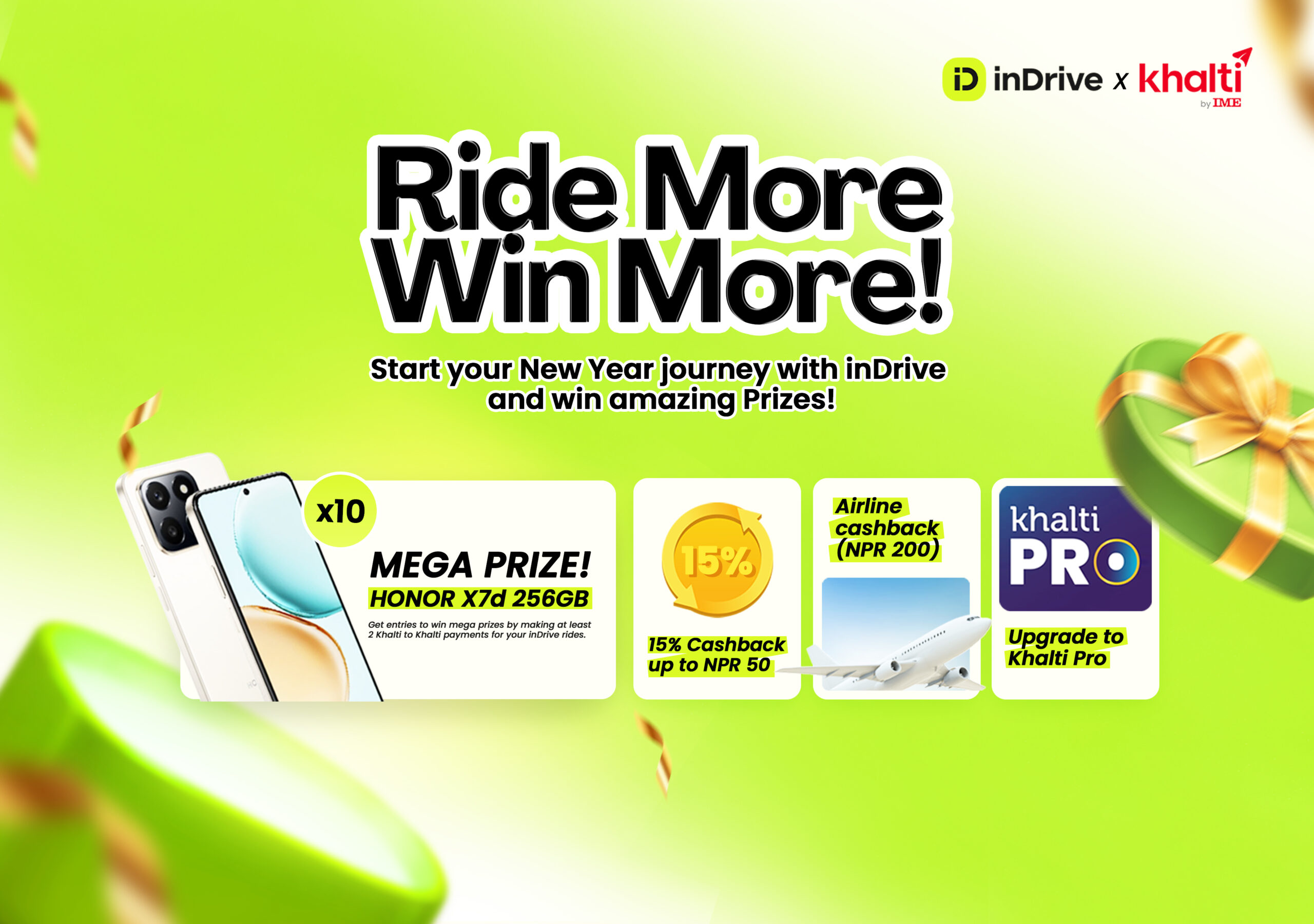 इनड्राइभको नयाँ वर्ष २०८३ को अवसरमा ‘राइड मोर, विन मोर’ क्याम्पेन
