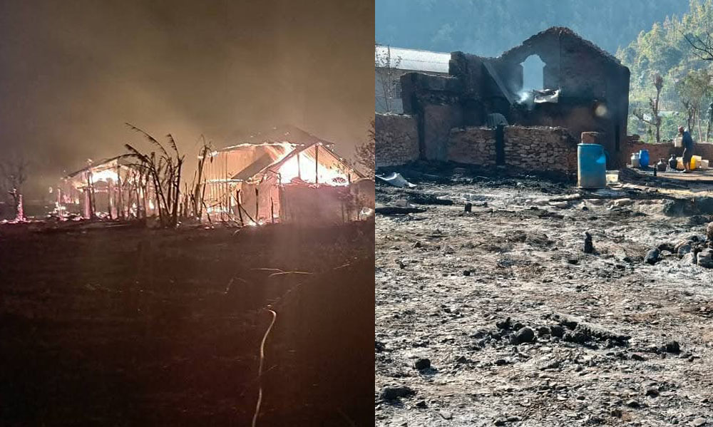 प्युठानमा भीषण आगलागी, २४ घरगोठ जले 