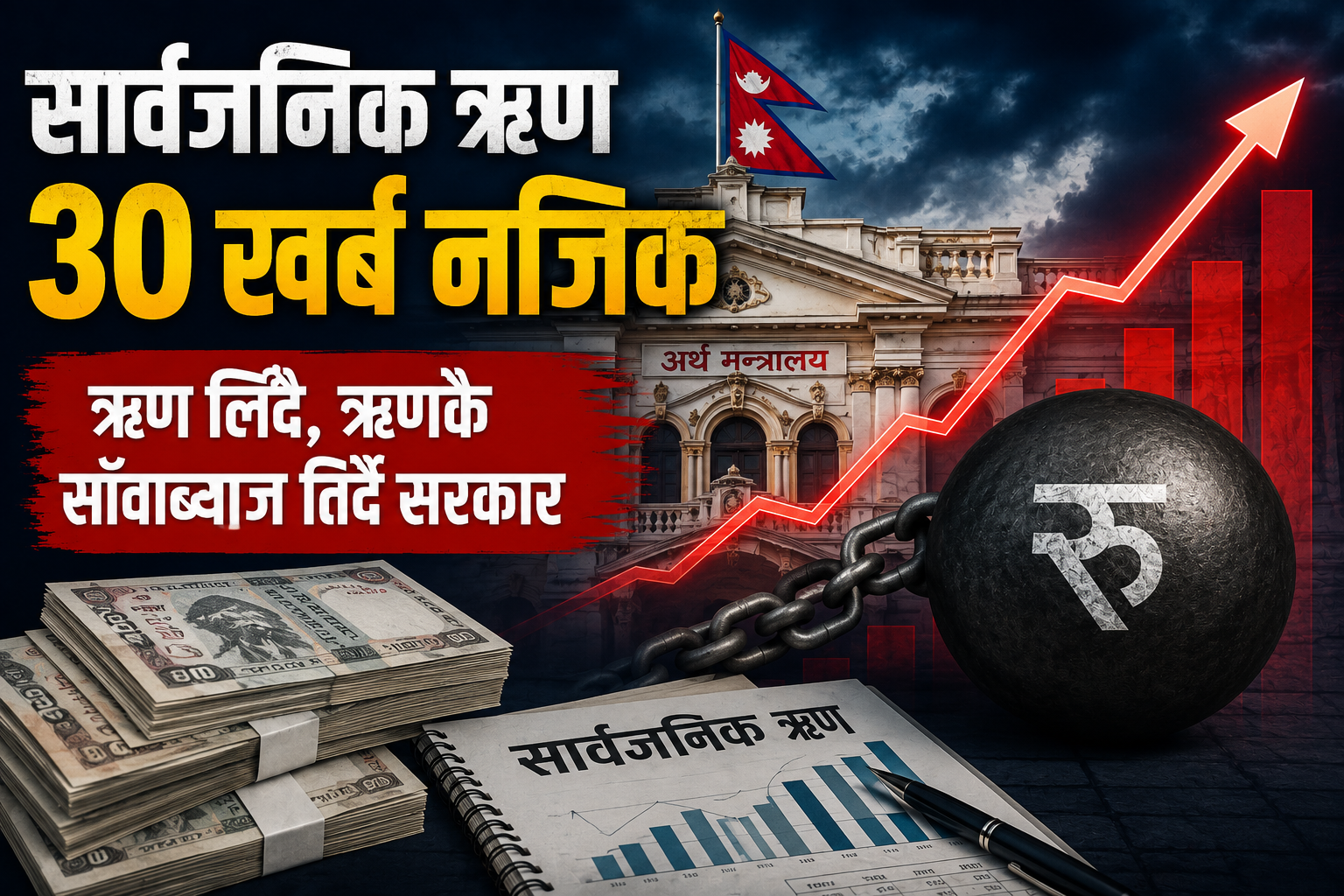 सार्वजनिक ऋण ३० खर्ब नजिक, ऋण लिएर ऋणकै साँवाब्याज तिर्नुपर्ने अवस्था
