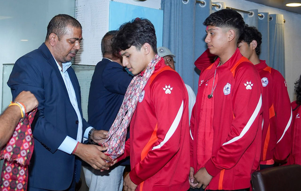 एसियाली उमेरसमूह पौडी च्याम्पियनसिपमा सहभागी हुने नेपाली टोलीको बिदाइ