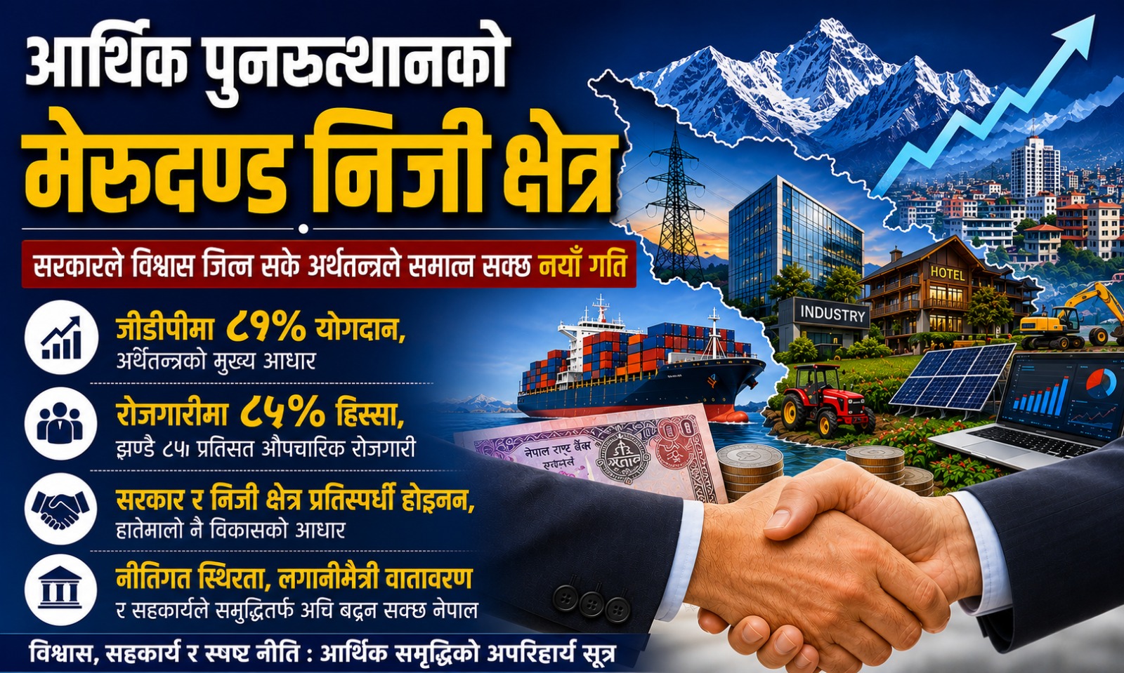 आर्थिक पुनरुत्थानको मेरुदण्ड निजी क्षेत्र : सरकारले विश्वास जित्न सके अर्थतन्त्रले समात्न सक्छ नयाँ गति