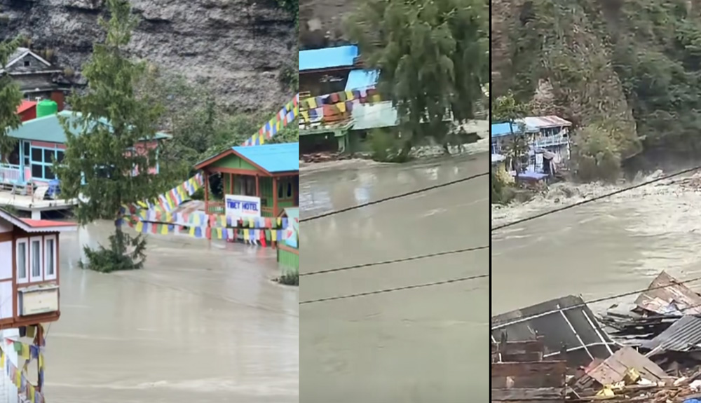 चामेमा पहिरोका कारण मर्स्याङ्दी नदीको जलप्रवाहमा अवरोध