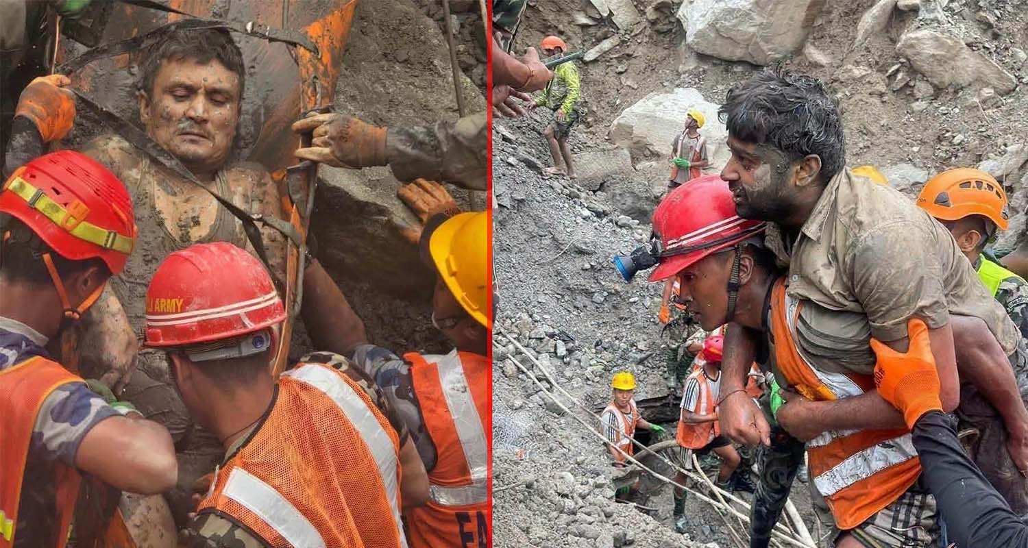 त्रिशूली–३ ‘ए’को सुरुङबाट उद्धार गरिएका साह र महर्जनलाई उपचारको लागि काठमाडौ ल्याइयो